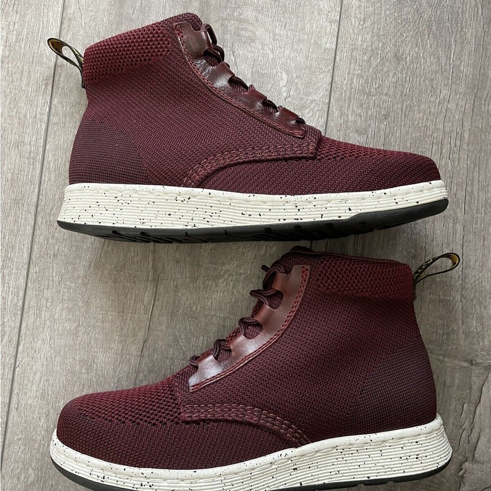 Dr Martens Telkes Knit Burgundy High Top Mesh Leather Padded NWOT